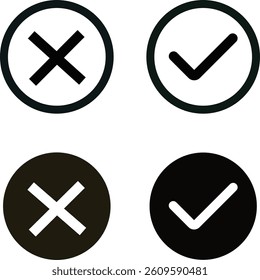 Tick, cross icon button set. Check marks big collection, Check mark and cross mark icons,
