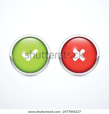 Tick, cross icon button set. Check mark icons. Vector illustration