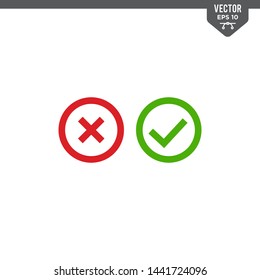 Tick and cross icon collection in glyph style, solid color vector