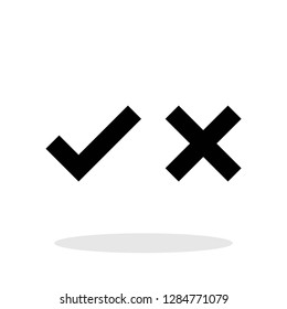 Tick / Cross icon in flat style. Yes / No symbol for your web site design, logo, app, UI Vector EPS 10.