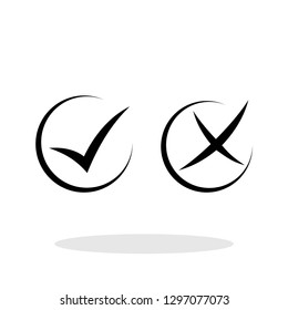 Tick and Cross icon in flat style. True & False symbol for your web site design, logo, app, UI Vector EPS 10.