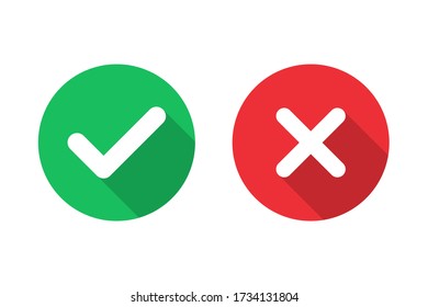 Marque y cruce un icono con una sombra larga. Ilustración del vector EPS10