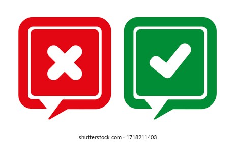 tick and cross icon on white background