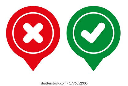 icono de marca y cruz en fondo blanco	