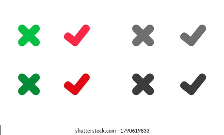 Tick And Cross Icon On White Background	