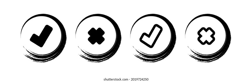 tick and cross icon on white background