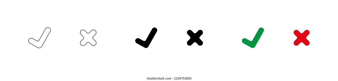 tick and cross icon on white background
