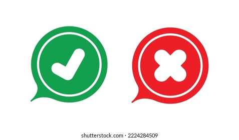 tick and cross icon on white background	