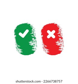 tick and cross icon on white background	