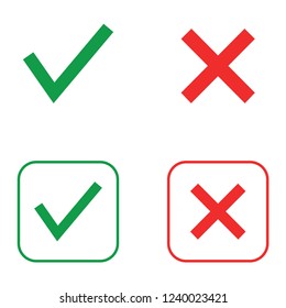 tick and cross icon set, approve and not approve icons