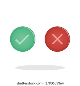 Marque y cruce un icono en un estilo plano de moda. Sí No hay símbolo para el diseño de su sitio web, logotipo, aplicación, interfaz de usuario Vector EPS 10.