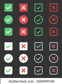 tick and cross icons, check box signs