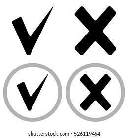 Tick and cross icons. Check and mark - vector illustration