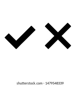 Tick and cross logo. Vector logo set. Cross representing denied access or prohibition and tick representing allowed access or rightness. 