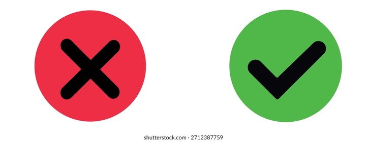 Vector del sistema del icono de la marca de la garrapata y de la cruz aislado en el fondo blanco para la Aprobación, el rechazo, comprueba, cancela, UI, Web, App y uso del diseño del negocio
