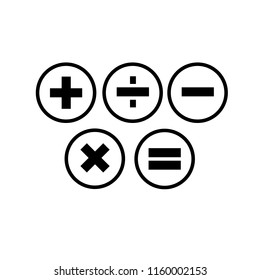Tick, cross, plus, minus icon set flat style