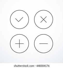Tick, cross, plus, minus icon set