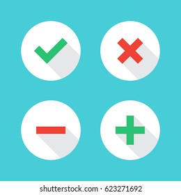 Tick, cross, plus, minus icon set