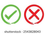 Tick and cross, Right and wrong, Yes or no, approved and rejected. Green tick and Red cross. Red X icon. 