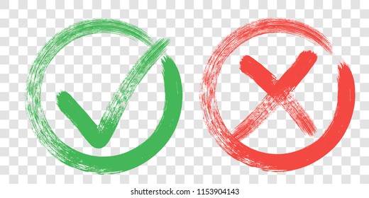 tick and Cross sign elements. vector buttons for vote, election choice, check marks, approval signs design. Red X and green OK symbol icons check boxes. Check list marks, choice options, survey signs.