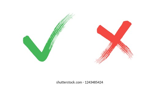 tick cross sign elements. vector buttons for vote, election choice, check marks, approval signs design. Red X, green OK and blue question symbol icons. list marks, survey signs.