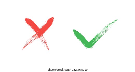 tick and Cross sign elements. vector buttons for vote, election choice, check marks, approval signs design. Red X and green OK symbol icons check boxes. Check list marks, choice options, survey signs.