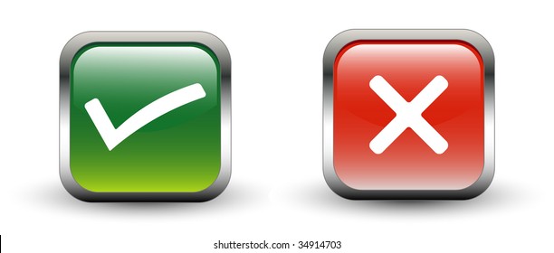 Tick & Cross Sign Square Icons