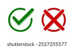 Tick and cross  signs. Checkmark OK and X icons.