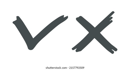 Tick and cross  signs. Checkmark OK and X icons.