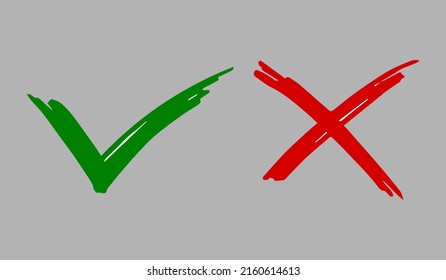 Tick and cross  signs. Checkmark OK and X icons.