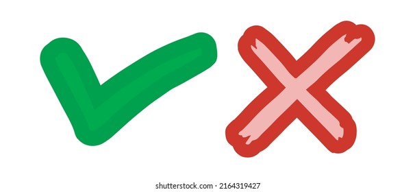 Tick and cross  signs. Checkmark OK and X icons.