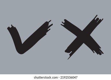 Tick and cross  signs. Checkmark OK and X icons.