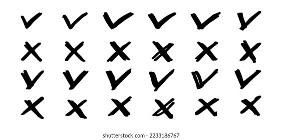Tick and cross  signs. Checkmark OK and X icons.