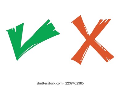 Tick and cross  signs. Checkmark OK and X icons.