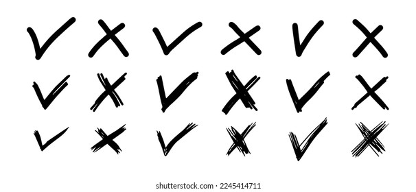 Tick and cross  signs. Checkmark OK and X icons.