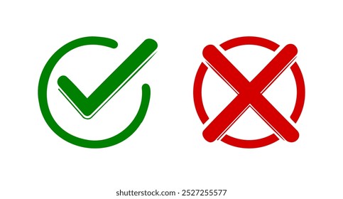 Tick and cross  signs. Checkmark OK and X icons.