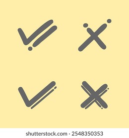 Tick and cross  signs. Checkmark OK and X icons.