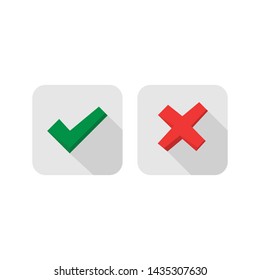 Tick and cross signs. Green checkmark and red X icons