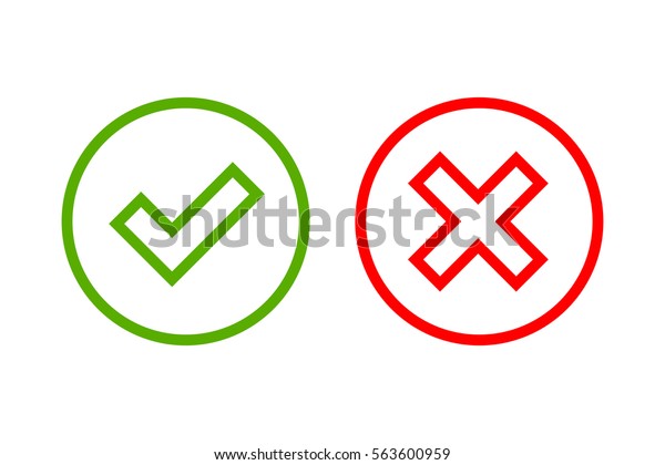 目盛りと十字の記号 白い背景に緑のチェックマーク Ok と赤いxのアイコン シンプルマーク のグラフィックデザイン 投票 決定 ウェブの場合は 円記号 Yes と No ボタン ベクターイラスト のベクター画像素材 ロイヤリティフリー