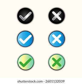 Tick And Cross Signs Icons illustration