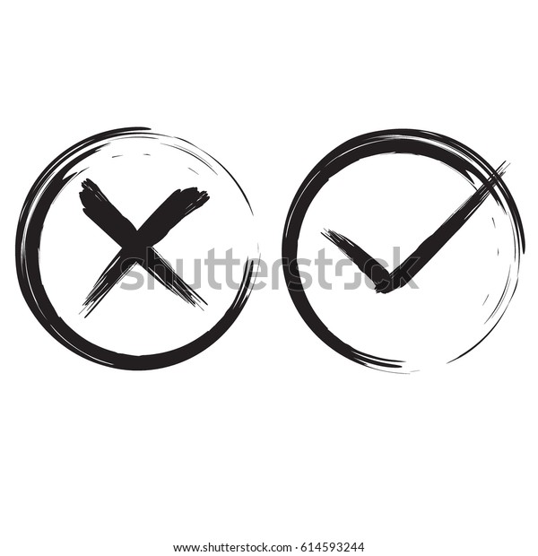 目盛りと十字の記号 シンプルマークのグラフィックデザイン 投票 決定 ウェブの場合は 円記号 Yes と No ボタン ベクターイラスト のベクター画像素材 ロイヤリティフリー