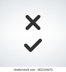 Tick and cross signs. true and false icon. Check mark symbols. Stock vector illustration isolated on white background.