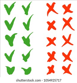 Tick and cross signs in vector.