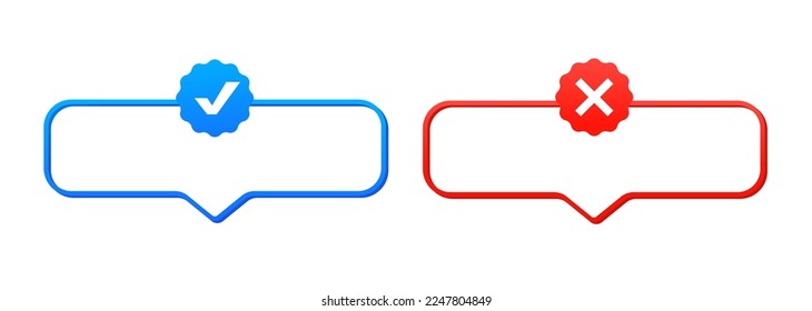 Icono de marca y símbolo cruzado, simple ok, sí, no, diseño gráfico, símbolo de marca aceptado y rechazado. Ilustración del vector
