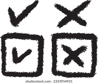 tick and cross vector drawing