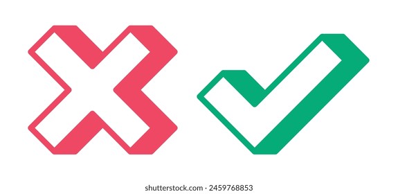 tick and cross vector. right wrong, yes no