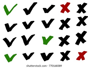 Tick Cross Vector Signs Hand Drawn Stock Vector (Royalty Free ...