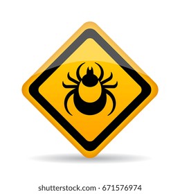 Tick danger alert sign vector illustration isolated on white background