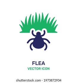 Tick or flea with grass icon