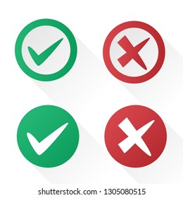 Tick in green and cross in red